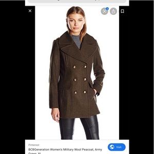 BCBGENERATION MILITARY MOSS GREEN PEACOAT